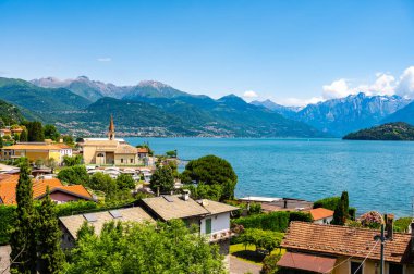 Como Gölü 'nden Panorama, Bellagio, Santa Maria Rezzonico, Acquaseria, fotoğrafçı Sana Maria.