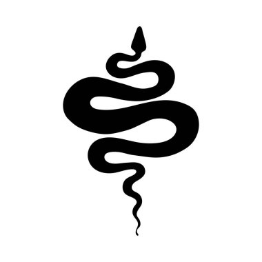 Yılan, yılın sembolü, beyaz zemin üzerinde siyah zarif eğri, vektör