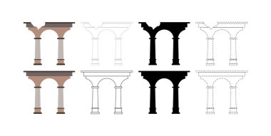 Yunan kemerini tamamla ve yok et, klasikçilik düz stil, özet, çizgi, nokta çizgi çocuk egzersizleri, iz ve renk için