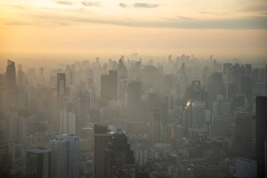 Bangkok şehrinin manzarası ve Skyline 'ı Tayland' ın Bangkok kentindeki Baiyoke Sky Otel Kulesi 'ne bakıyor. Tayland, Bangkok, Aralık 2022