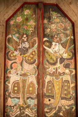 Tayland 'ın Samut Songkhram ilindeki Amphawa kasabasındaki Wat Bang Khae Yai tapınağındaki eski bir resim, Kasım 2022