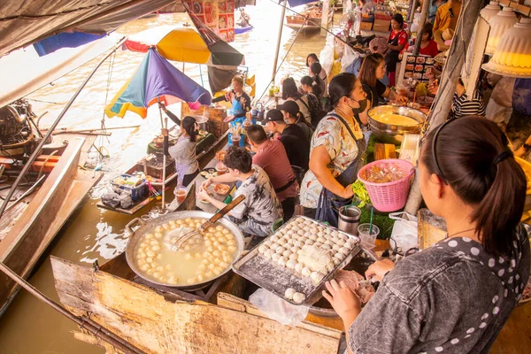 Ein Restaurant Auf Dem Markt Schwimmenden Markt Klong Chula Des — Stockfoto
