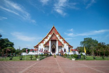Wat Viharn Phra Mongkhon Bophit Tapınağı Tayland 'ın Ayutthaya iline bağlı Ayutthaya şehrinde, Kasım 2022