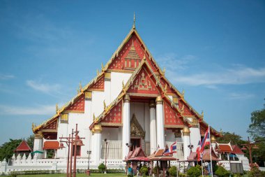 Wat Viharn Phra Mongkhon Bophit Tapınağı Tayland 'ın Ayutthaya iline bağlı Ayutthaya şehrinde, Kasım 2022