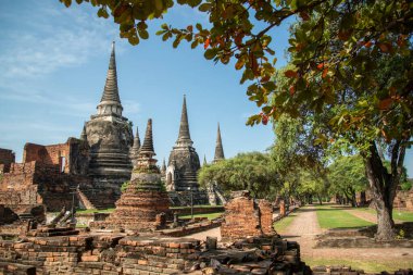 Ayutthaya, Tayland 'ın Ayutthaya iline bağlı Ayutthaya kentinde Wat Phra Si Santhe, Kasım 2022