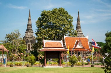 Ayutthaya, Tayland 'ın Ayutthaya iline bağlı Ayutthaya kentinde Wat Phra Si Santhe, Kasım 2022