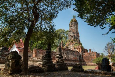 Ayutthaya şehrindeki Wat Choeng Tha kalıntıları Tayland 'ın Ayutthaya ili, Ayutthaya, Ayutthaya, Kasım 2022