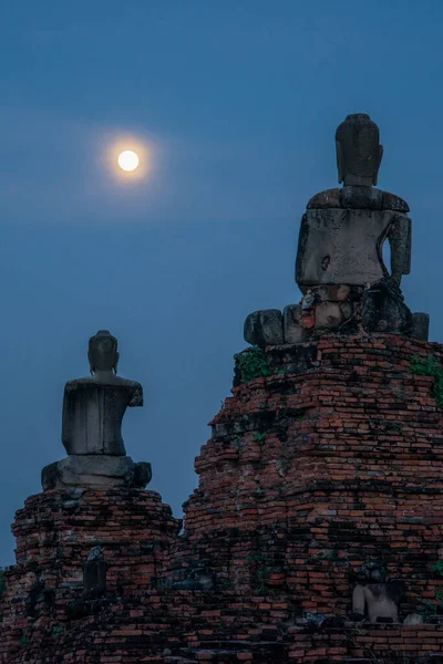 Stupa Wat Chai Watthanaram Při Úplňku Městě Ayutthaya Provincii Ayutthaya — Stock fotografie