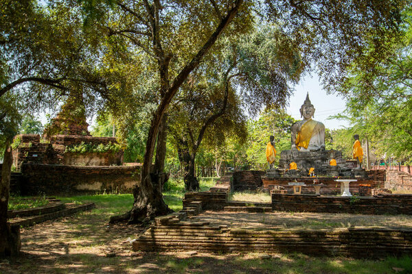 the ruins of  Wat Warapho or wat Wang Rakhang in the City Ayutthaya in the Province of Ayutthaya in Thailand,  Thailand, Ayutthaya, November, 2022