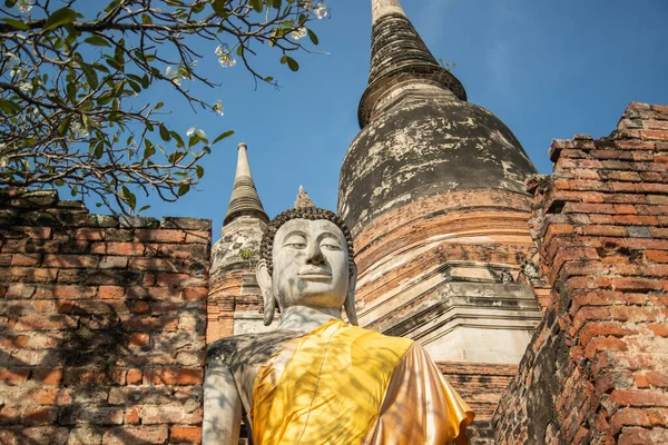 Buddha Chedi Wat Yai Chai Mongkon City Ayutthaya Province Ayutthaya — Stock Photo, Image