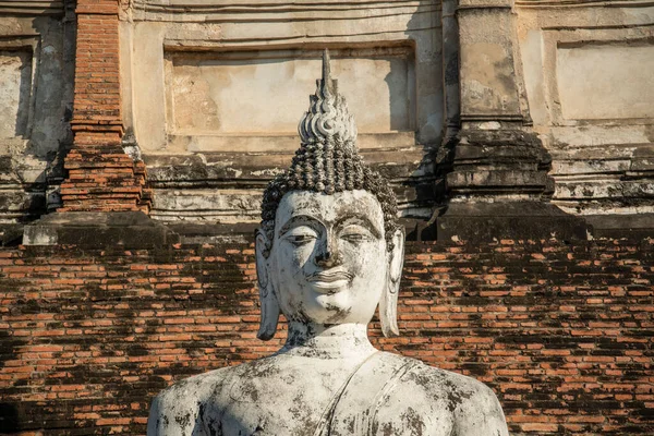 Будда Чеди Ват Чай Монгкон Городе Аюттхая Провинции Аюттхая Таиланде — стоковое фото