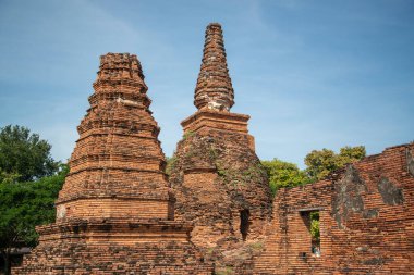 Tayland 'ın Ayutthaya ilindeki Ayutthaya şehrinde bulunan Wat Wat Plub Pla Chai Tapınağı kalıntıları, Kasım 2022