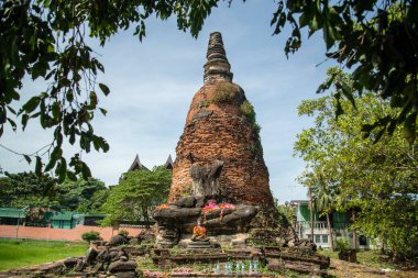 Ayutthaya şehrindeki Wat Chum Saeng Tapınağı kalıntıları Tayland, Tayland, Ayutthaya, Ayutthaya, Kasım 2022