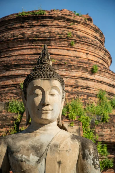 2022年11月タイ アユタヤ県アユタヤ市のワット チャイ モンコンのチェディを持つ仏 — ストック写真