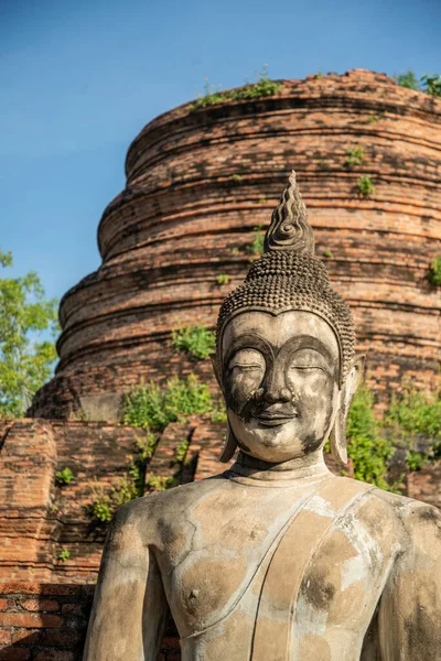 Buddha Chedi Wat Yai Chai Mongkon City Ayutthaya Province Ayutthaya — Foto de Stock