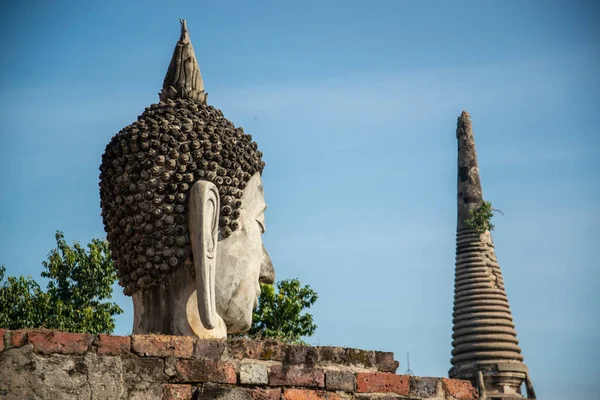 Buddha Wat Yai Chai Mongkon Nella Città Ayutthaya Nella Provincia — Foto Stock