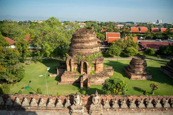 Pohled Wat Yai Chai Mongkon Městě Ayutthaya Provincii Ayutthaya Thajsku — Stock fotografie