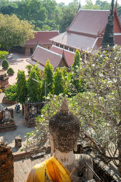 Widok Wat Yai Chai Mongkon Mieście Ayutthaya Prowincji Ayutthaya Tajlandii — Zdjęcie stockowe