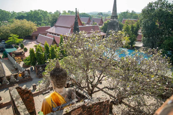Вид Ват Чай Монгх Городе Аюттхая Провинции Аюттхая Таиланде Таиланд — стоковое фото