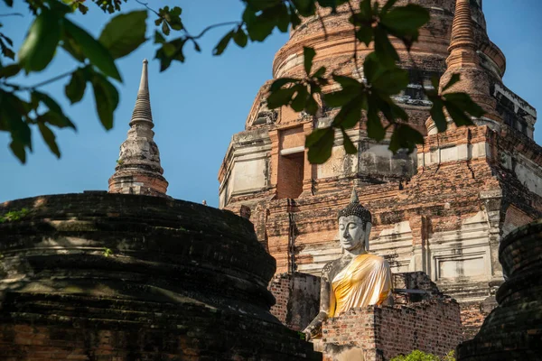 Будда Чеди Ват Чай Монгкон Городе Аюттхая Провинции Аюттхая Таиланде — стоковое фото