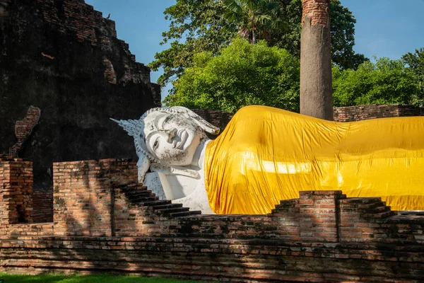 Reclining Buddha Wat Yai Chai Mongkon City Ayutthaya Province Ayutthaya — Foto de Stock