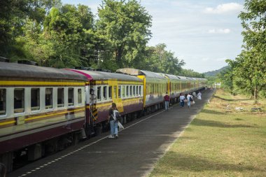 The Railway Station Pasak Jolasid Dam of the Rot Fai Loi Nam Train or floating train line at the Pa Sak Jolasid Dam in near the City of Lopburi in the Province of Lopburi in Thailand,  Thailand, Lopburi, November, 2022