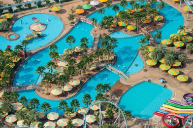 the Water park of the Town of Jomtien from the Pattaya Park Tower in the city of Jomtien near Pattaya in the Province of Chonburi in Thailand,  Thailand, Jomtien, November, 2022