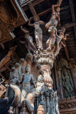 The Wood temple or Wat Sanctuary of Truth Temple in the city of Pattaya in the Province of Chonburi in Thailand,  Thailand, Pattaya, November, 2022