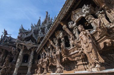 The Wood temple or Wat Sanctuary of Truth Temple in the city of Pattaya in the Province of Chonburi in Thailand,  Thailand, Pattaya, November, 2022