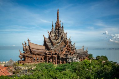 The Wood temple or Wat Sanctuary of Truth Temple in the city of Pattaya in the Province of Chonburi in Thailand,  Thailand, Pattaya, November, 2022