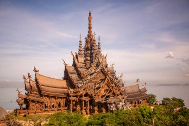 The Wood temple or Wat Sanctuary of Truth Temple in the city of Pattaya in the Province of Chonburi in Thailand,  Thailand, Pattaya, November, 2022