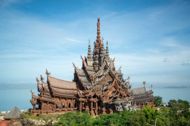 The Wood temple or Wat Sanctuary of Truth Temple in the city of Pattaya in the Province of Chonburi in Thailand,  Thailand, Pattaya, November, 2022