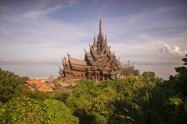 The Wood temple or Wat Sanctuary of Truth Temple in the city of Pattaya in the Province of Chonburi in Thailand,  Thailand, Pattaya, November, 2022