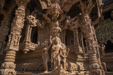 The Wood temple or Wat Sanctuary of Truth Temple in the city of Pattaya in the Province of Chonburi in Thailand,  Thailand, Pattaya, November, 2022