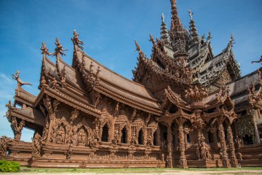The Wood temple or Wat Sanctuary of Truth Temple in the city of Pattaya in the Province of Chonburi in Thailand,  Thailand, Pattaya, November, 2022