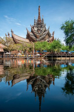 The Wood temple or Wat Sanctuary of Truth Temple in the city of Pattaya in the Province of Chonburi in Thailand,  Thailand, Pattaya, November, 2022