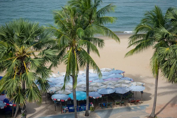 Umbrellas Beach Rent Pattaya Bay Beach Road City Pattaya Province —  Fotos de Stock