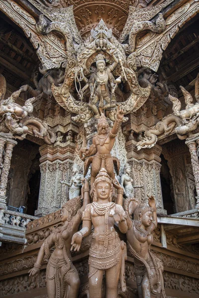 Wood Temple Wat Sanctuary Truth Temple City Pattaya Province Chonburi — Stock Photo, Image