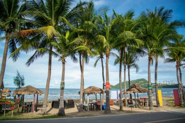 the Beach and Coast at Dolphin bay at the Hat Sam Roi Yot in the Province of Prachuap Khiri Khan in Thailand,  Thailand, Hua Hin, December, 2022