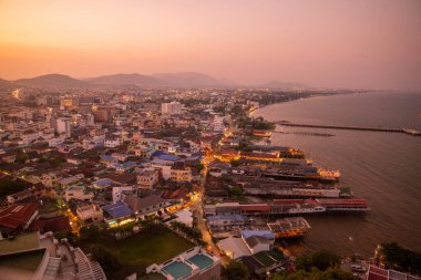 a view from Hotel Hilton Viewpoint of the City of Hua Hin in the Province of Prachuap Khiri Khan in Thailand,  Thailand, Hua Hin, December, 2022