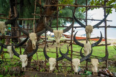 Tayland 'da Prachuap Khiri Khan, Tayland, Hua Hin, Aralık 2022' de Dolphin Körfezi 'nde ve Dolphin Körfezi' nde süslü bir bar.