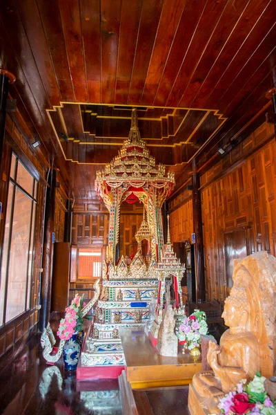 Templo Madeira Wat Sam Roi Yot Perto Vila Kui Buri — Fotografia de Stock