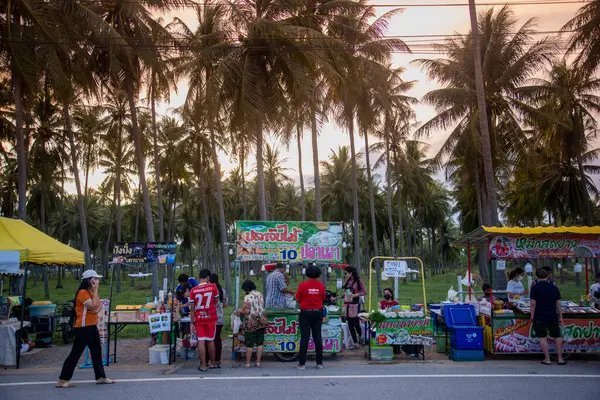 Een Nightmarket Aan Kust Palmtree Plantage Het Hat Pak Nam — Stockfoto