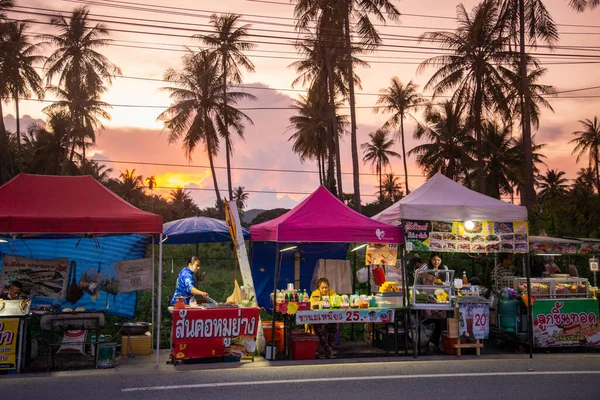 Nightmarket Coast Palmtree Plantation Hat Pak Nam Pran Beach Neat — Stock Photo, Image