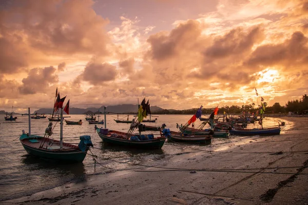 stock image Fishing Boats at the Fishing Village Pak Nam Pran and Beach near the Town of Pranburi and the City of Hua Hin in the Province of Prachuap Khiri Khan in Thailand,  Thailand, Hua Hin, December, 2022