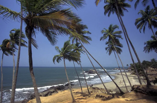 Una Playa Con Paisaje Costa Ciudad Vagator Provincia Goa India — Foto de Stock