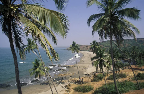 Een Strand Met Landschap Kust Bij Stad Vagator Provincie Goa — Stockfoto