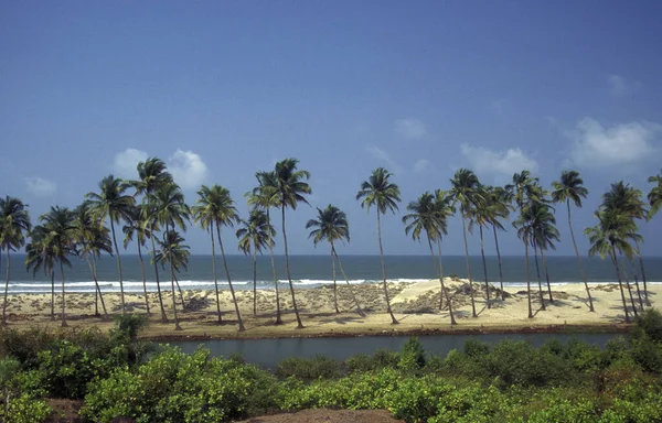 Una Playa Arena Con Paisaje Costa Ciudad Vagator Provincia Goa — Foto de Stock