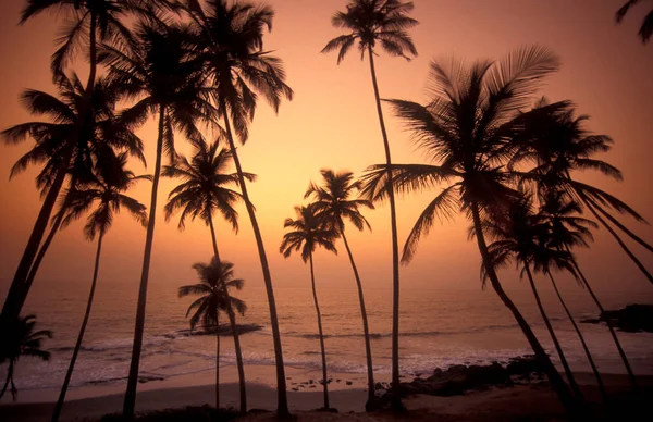 Sunset Beach Landscape Coast Town Vagator Province Goa India India — Stock Photo, Image