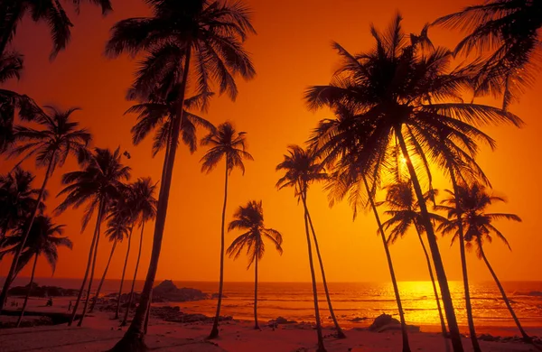 Solnedgång Vid Stranden Med Landskap Och Kust Staden Vagator Provinsen — Stockfoto